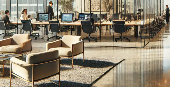 Render hiperrealista de una oficina moderna